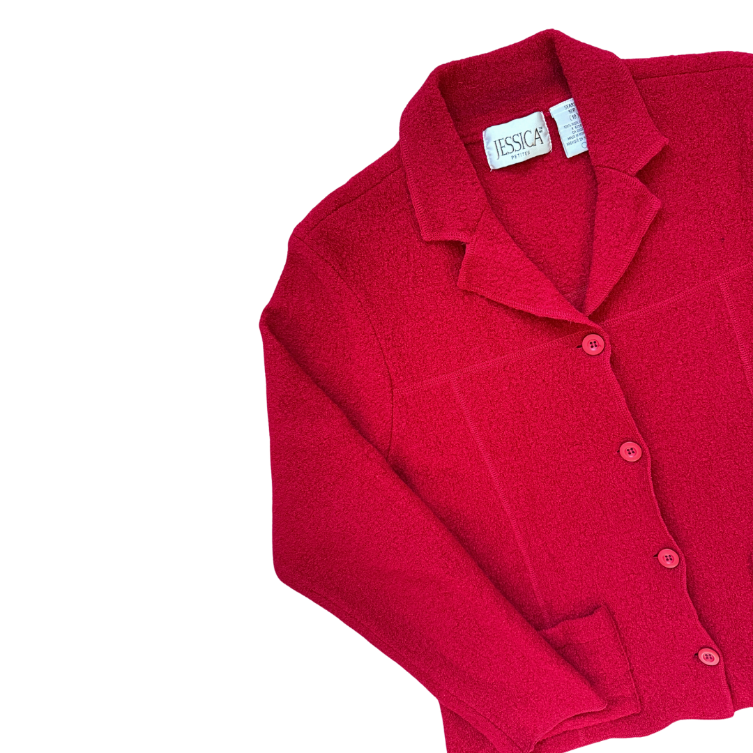 Jessica Red Wool Jacket | Large