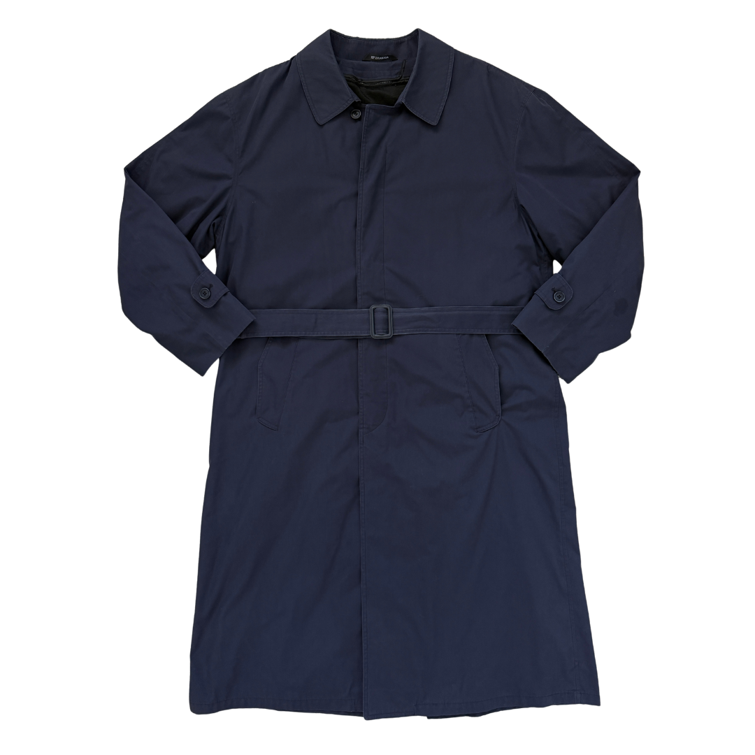 Vintage 80s-90s Men's Navy London Fog Double Breasted Trench Coat | Extra-Large (42 Tall)