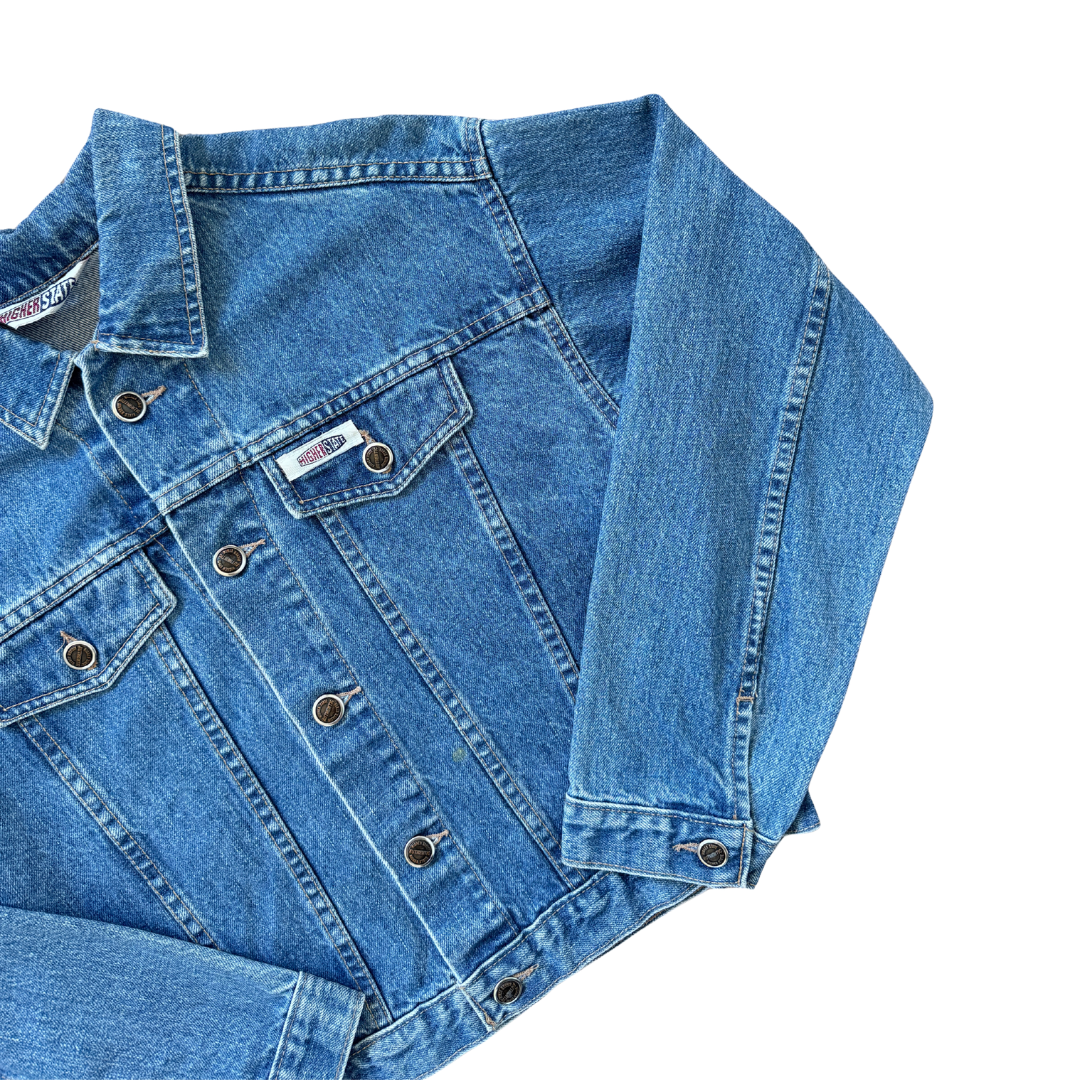 Up-cycled Hand Embroidered Jellyfish Denim Jacket | Medium