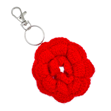 Load image into Gallery viewer, Recycled Red Knit Rose Keychain/Purse Charm

