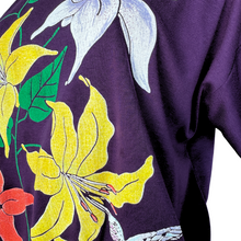Load image into Gallery viewer, Jane Colby Purple Ruffle Collared Sweatshirt with Floral Graphic | Large

