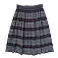 Multi-Coloured Striped Cotton Pleated Midi Skirt | Extra-Small / Small