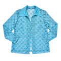 Vintage 60s-70s House of Nu-Mode Baby Blue Open Front Lace Cover-up / Blouse | Small