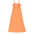 Vintage 60s-70s House of Nu Mode Peach Floral Lace Trim Maxi Dress | Small