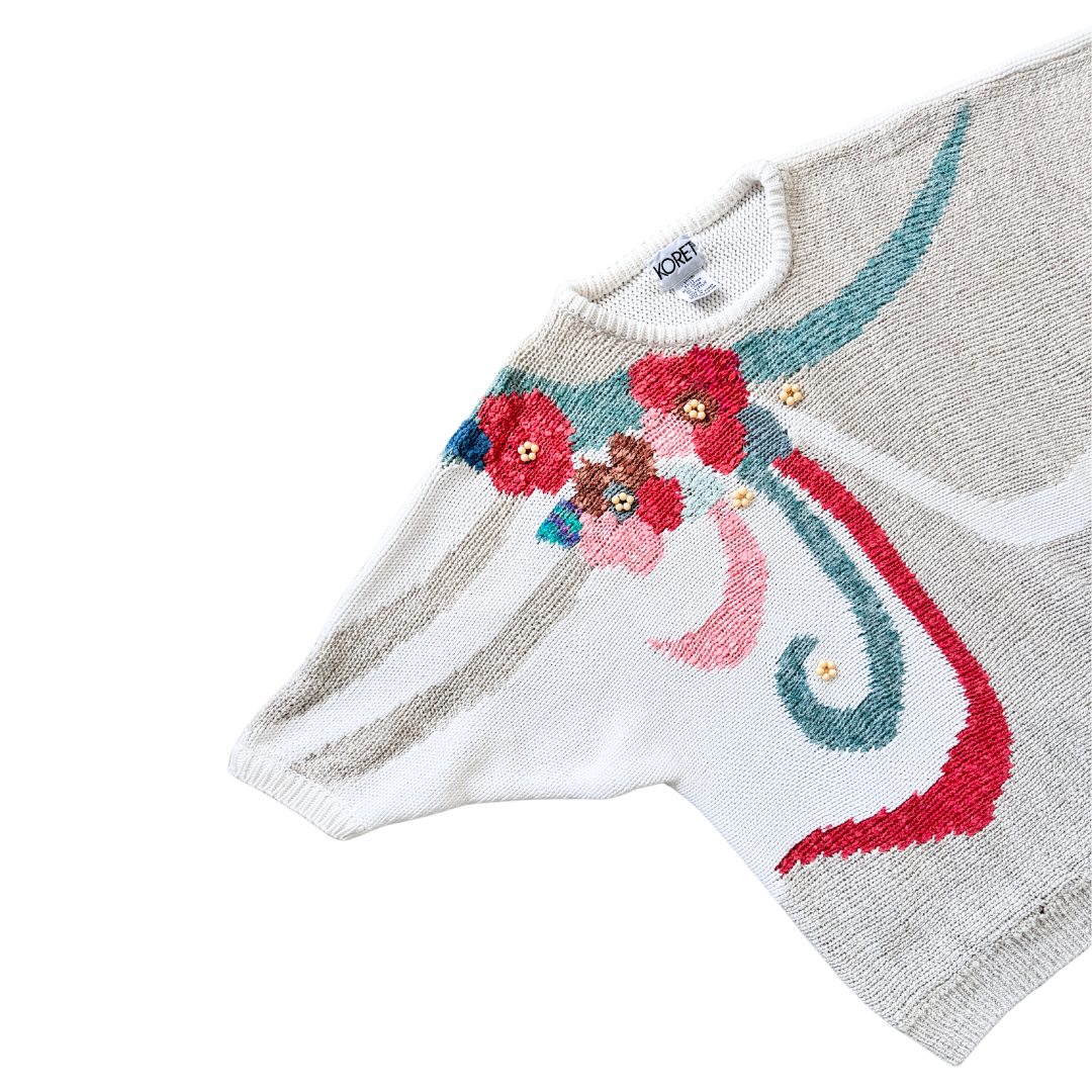 Koret Short Sleeve Floral Sweater | Large