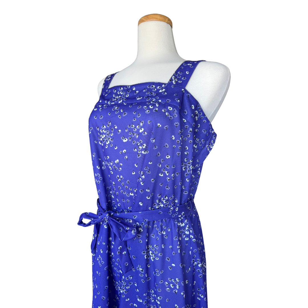 D'Allaird's Purple Floral Shift Dress with Tie Belt | Medium-Large