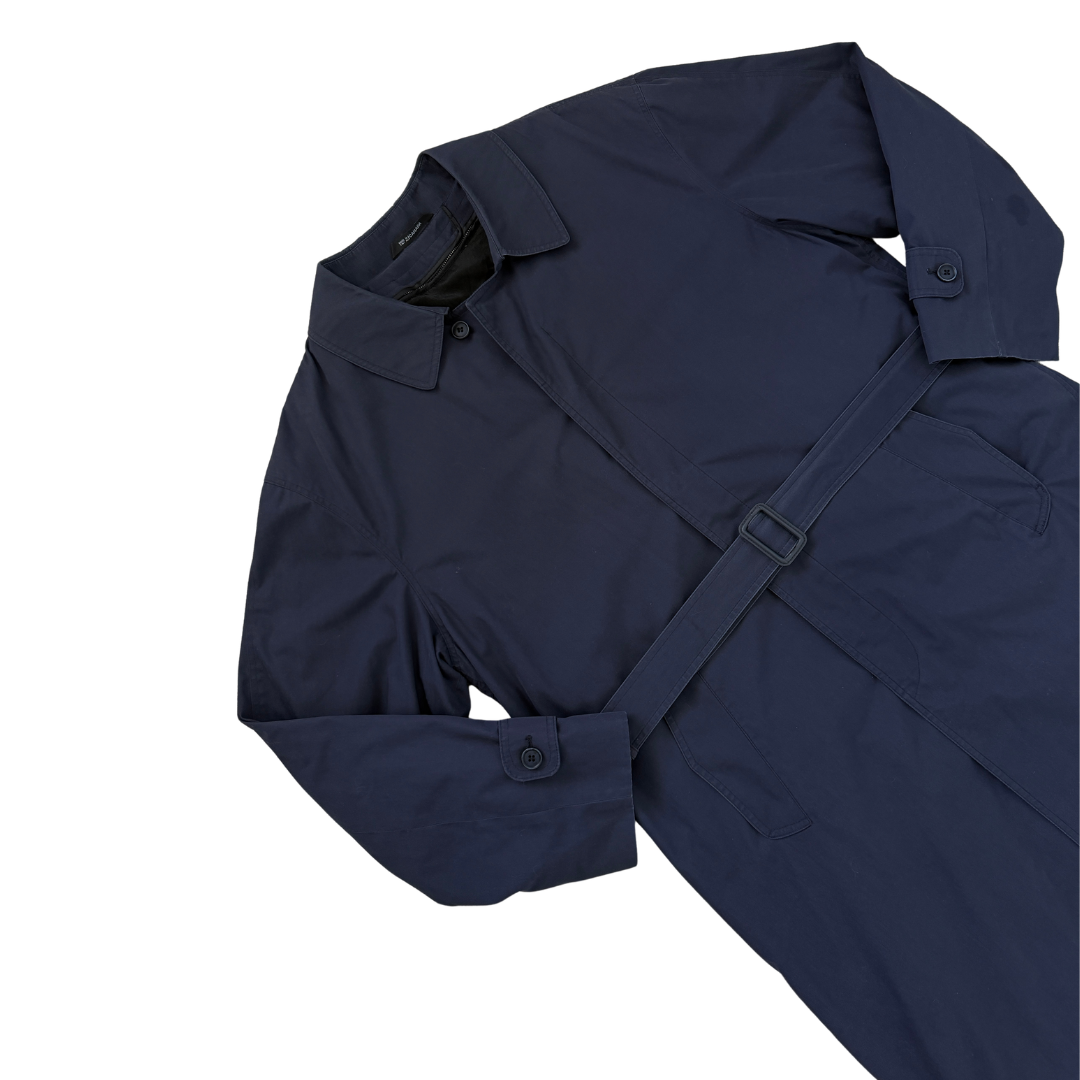 Men's Navy London Fog Double Breasted Trench Coat | Extra-Large (42 Tall)