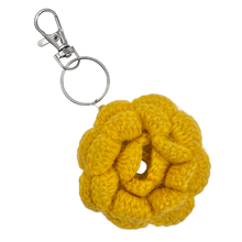 Load image into Gallery viewer, Recycled Yellow Knit Rose Keychain / Purse Charm 
