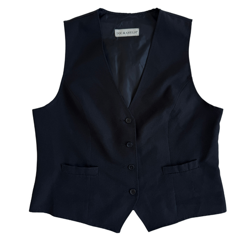 Vintage 1980s-1990s Doc and Amelia Minimalist Black Suit Vest | Medium-Large