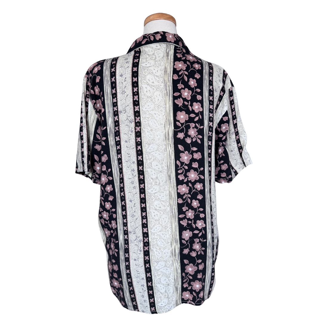 Trendy Looks Neutral Tones Floral and Paisley Blouse | Large / Extra-Large