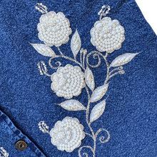 Load image into Gallery viewer, Jazzino Dark Denim Vest with Pearl Floral Applique | Small-Medium
