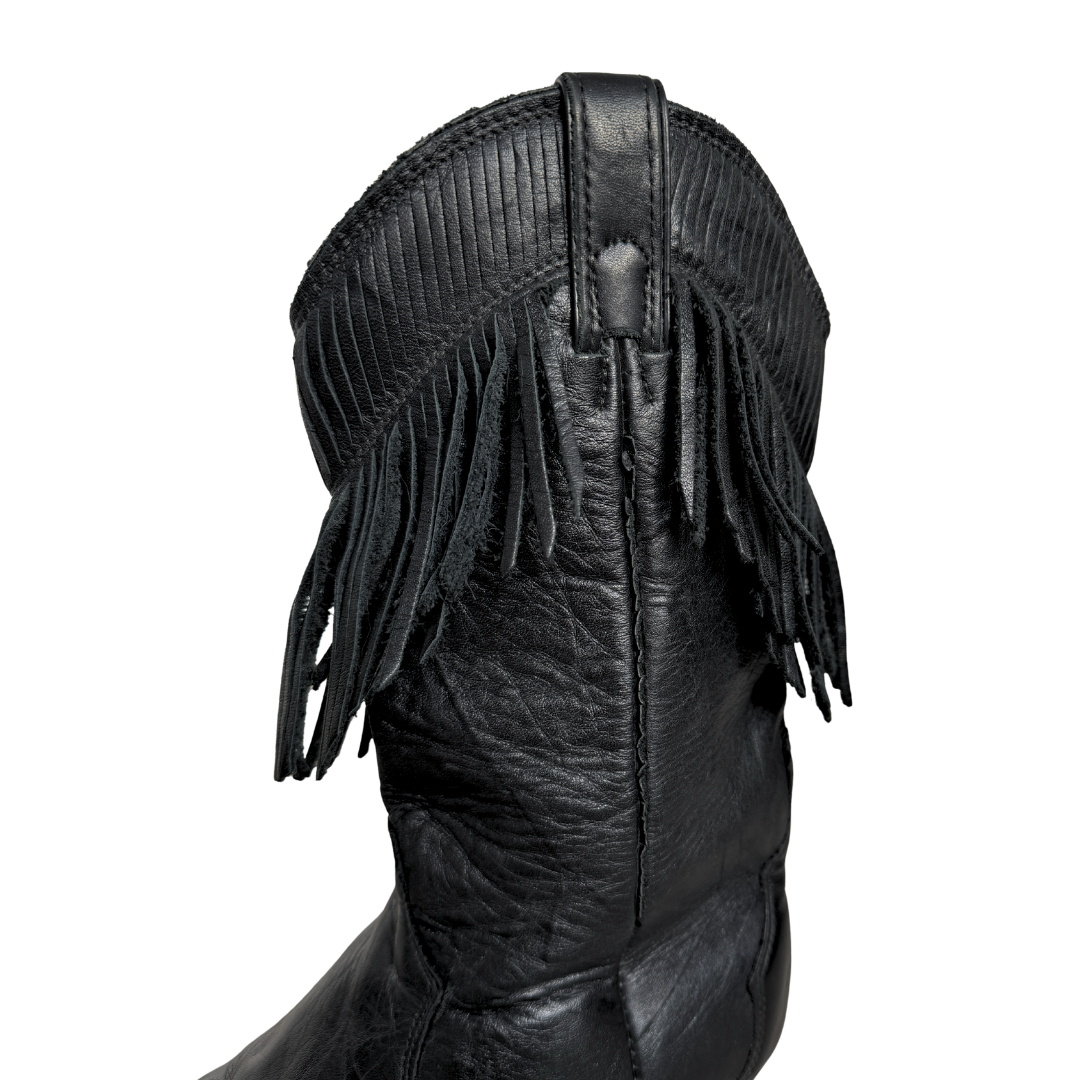 Laredo Black Leather Fringe Boots | 8
