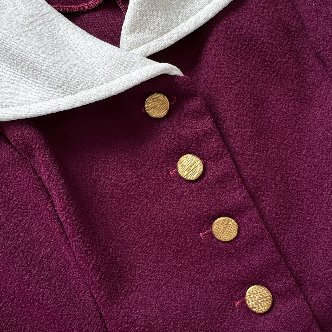 Arpeggio Missy Petite Burgundy Puff Shoulder Blouse | Extra-Small
