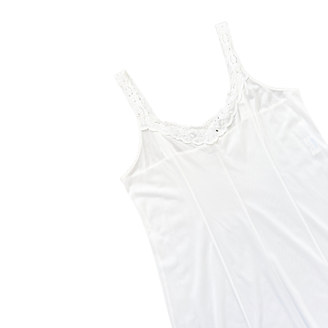 Image Intimates White Lace Trim Slip Dress | Medium