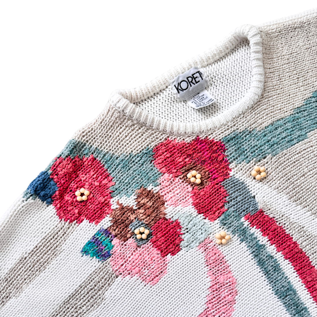 Koret Short Sleeve Floral Sweater | Large