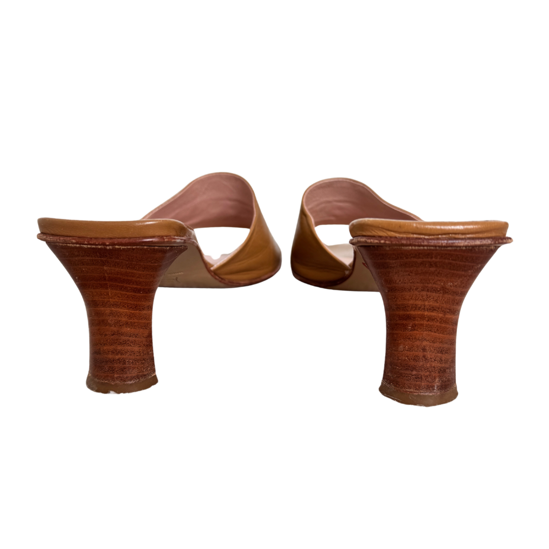 Anita Medici Brown Floral Embroidered Heeled Sandals | 8