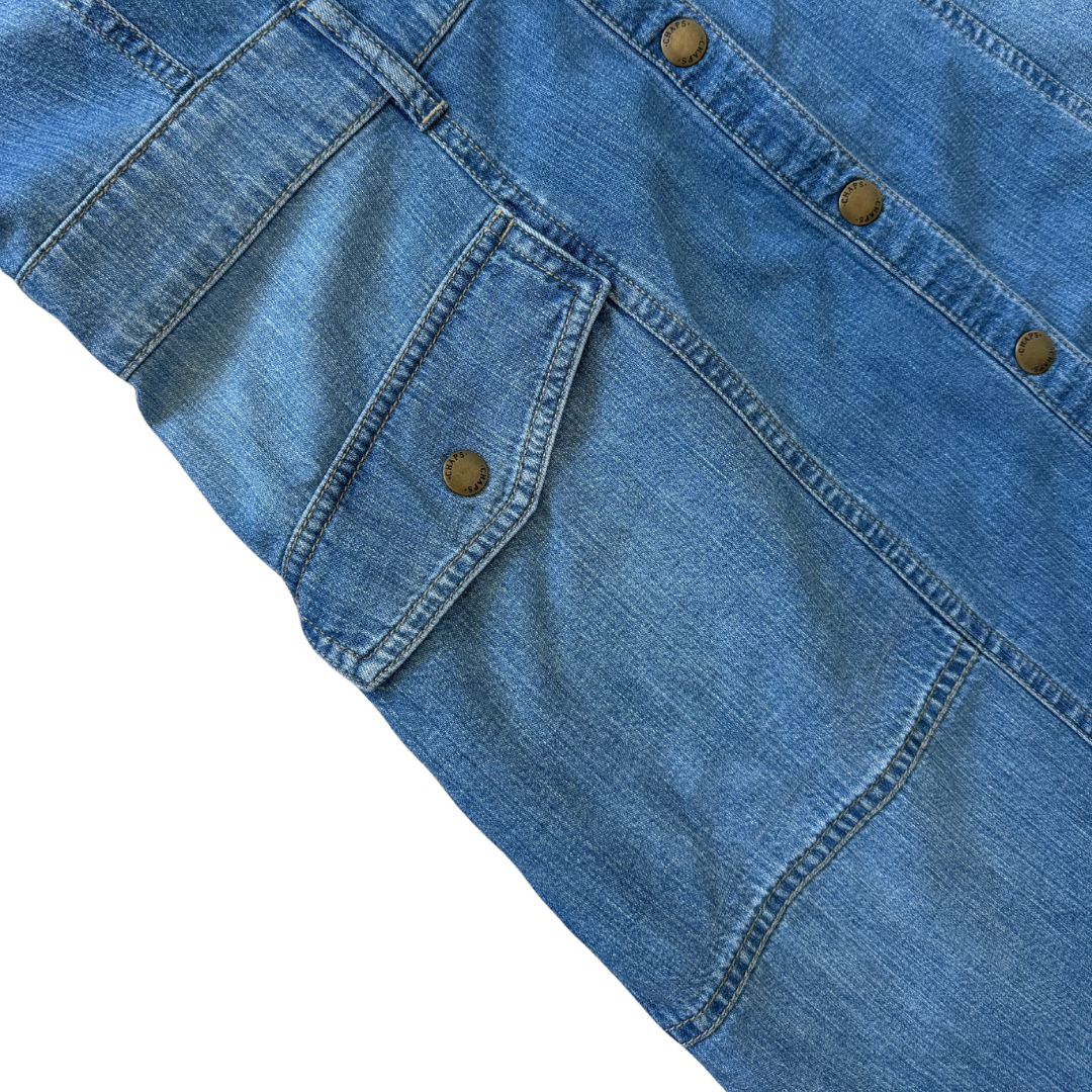 Chaps Short Sleeve Denim Mini Dress | Small - Medium