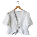 Recycled Sheer Striped Lace Peplum Blouse 2XL