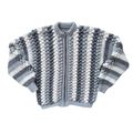 Hand Crafted Grey and White Striped Bubble Knit Cardigan | Extra-Small / Small
