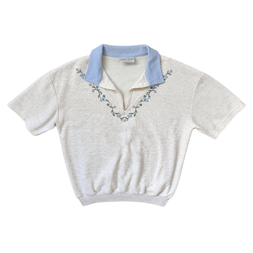 Vintage 1980s-1990s EastWest Fashions Collared Floral Sweatshirt | Small-Medium