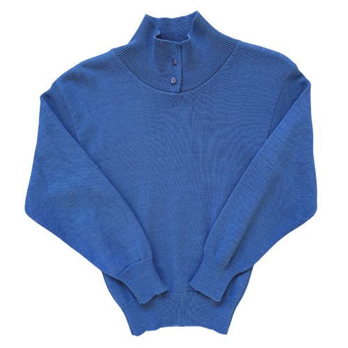 Vintage 1980s-1990s Calvin Klein Blue Wool Blend High Neck Sweater - Extra-Small / Small