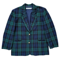 Vintage 1980s-1990s Lauren Jeffries Navy Plaid Blazer | Large