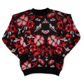 Vintage 1980s-1990s Cicely Black and Red Floral Crewneck Pullover Sweater | Small