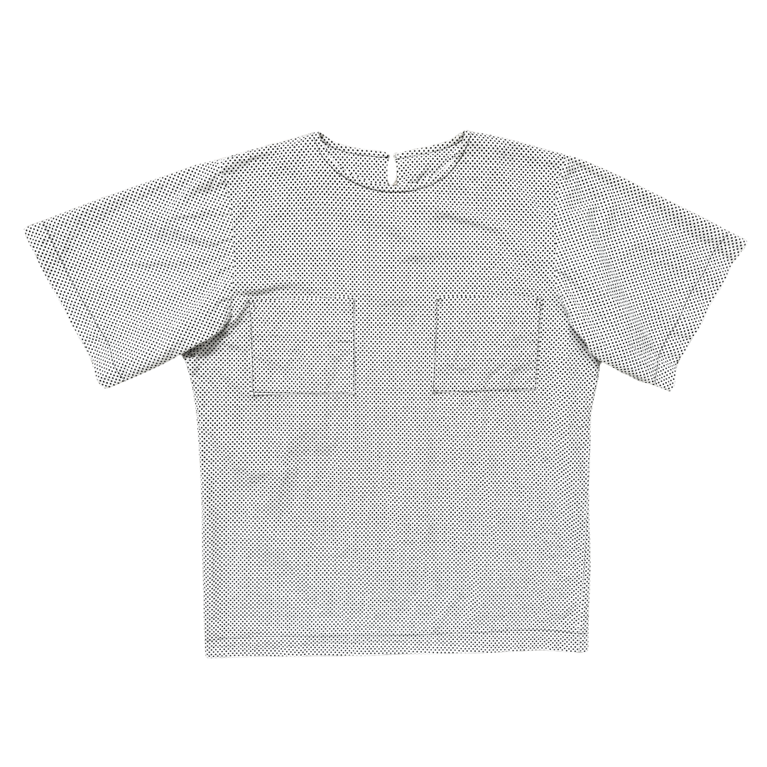Vintage 80s White Cotton T-Shirt with White Polka Dots | Medium