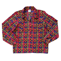 Vintage 70s London Look Multicoloured Checkered Tie Neck Blouse | Medium