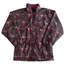 Load image into Gallery viewer, Vintage 1990s Purple and Green Abstract Print Fall  Winter Jacket  Small Medium
