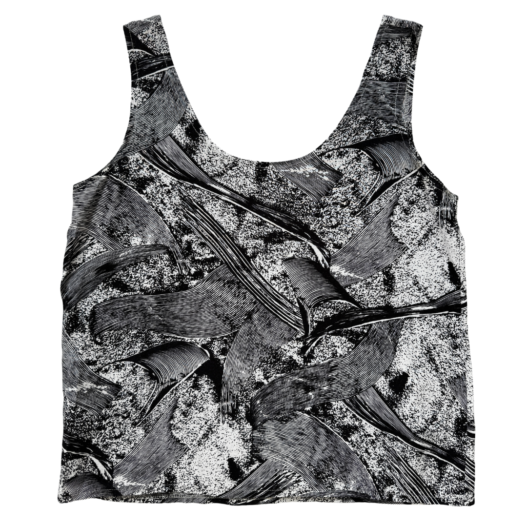 Vintage 80s Black and White Geometric Tank Top | Medium