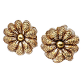Vintage Gold Fabric Floral Stud Earrings