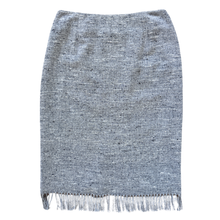 Load image into Gallery viewer, Vintage 1980s-1990s Louben Marled Grey Wool Fringe Midi Skirt - Medium

