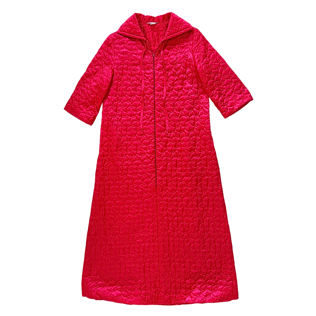 Vintage 1960s-1970s Gaymode Penneys Red Quilted Overcoat | Medium