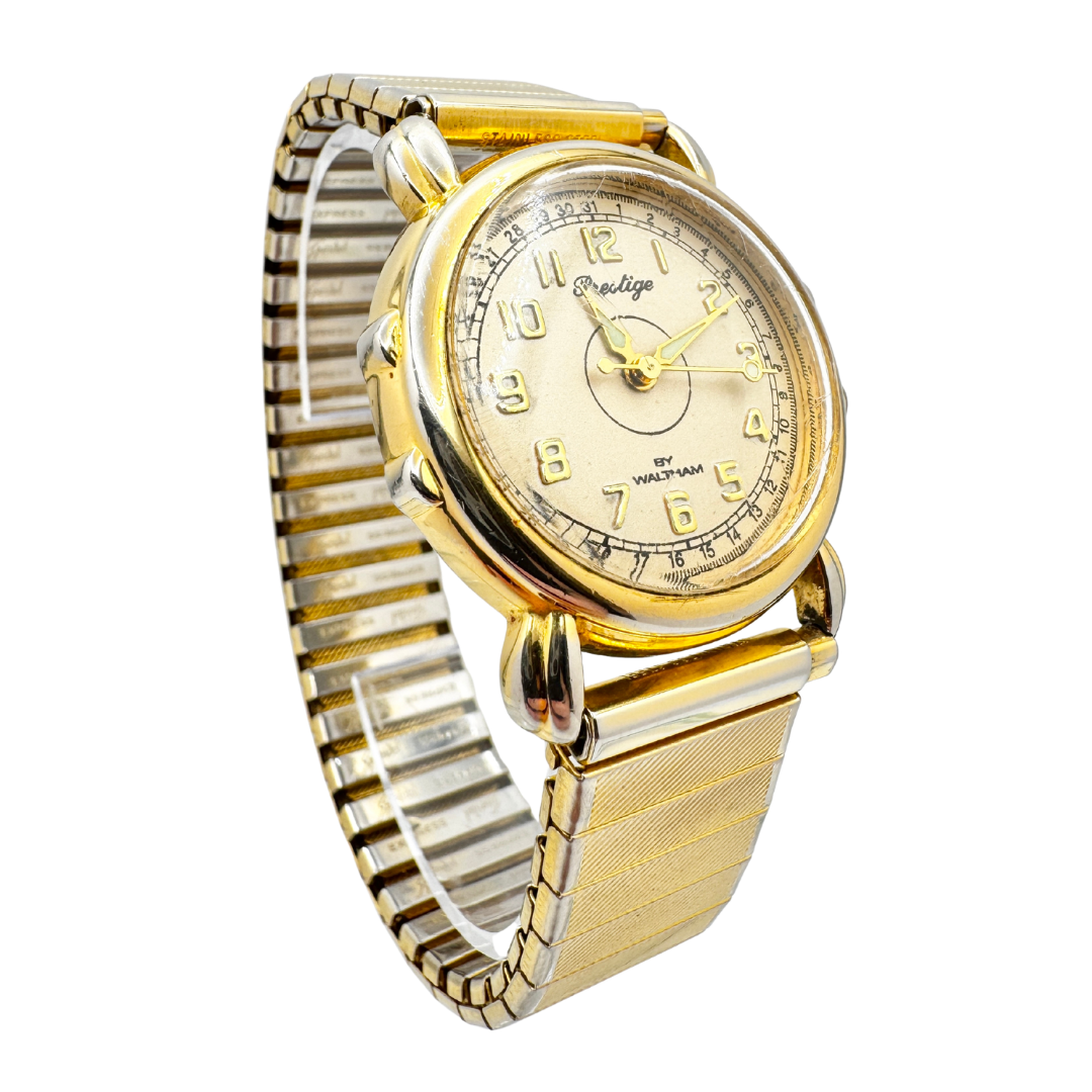 Vintage 90s Prestige by Waltham Gold Stretch Band Watch