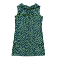 Vintage 70s Slate Blue and Neon Green Folded Collar Dress | Small - Medium