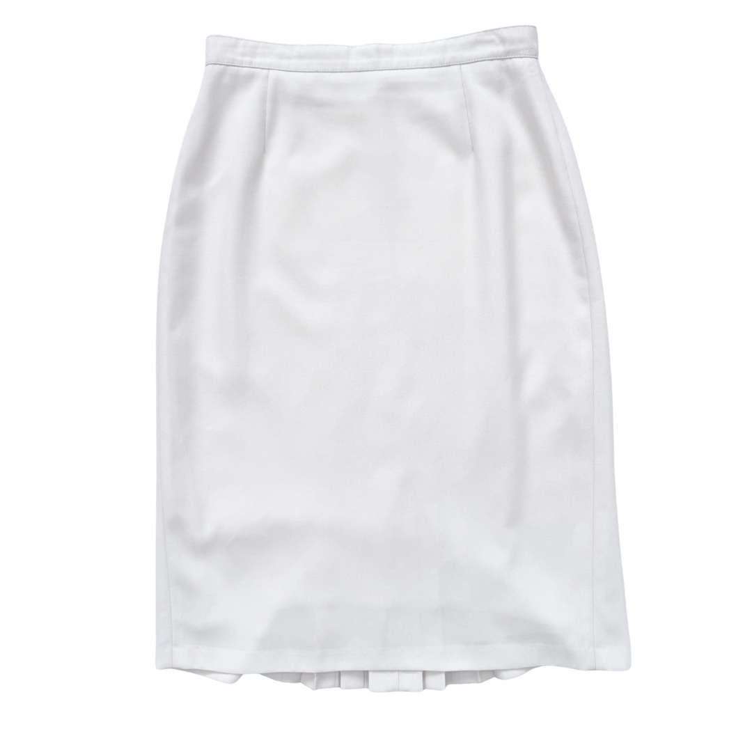 Vintage 1980s-1990s Town & Country Off White Pleated Midi Skirt | Medium