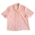 Vintage 1980s Peach Pleated Blouse with Embroidered Collar | Extra-Large