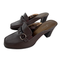Vintage Y2K Jessica Dark Brown Heeled Mules with Braided Strap | 7M