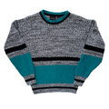 Vintage 1980s-1990s Stylewise Teal and Marled Grey Sweater | Large