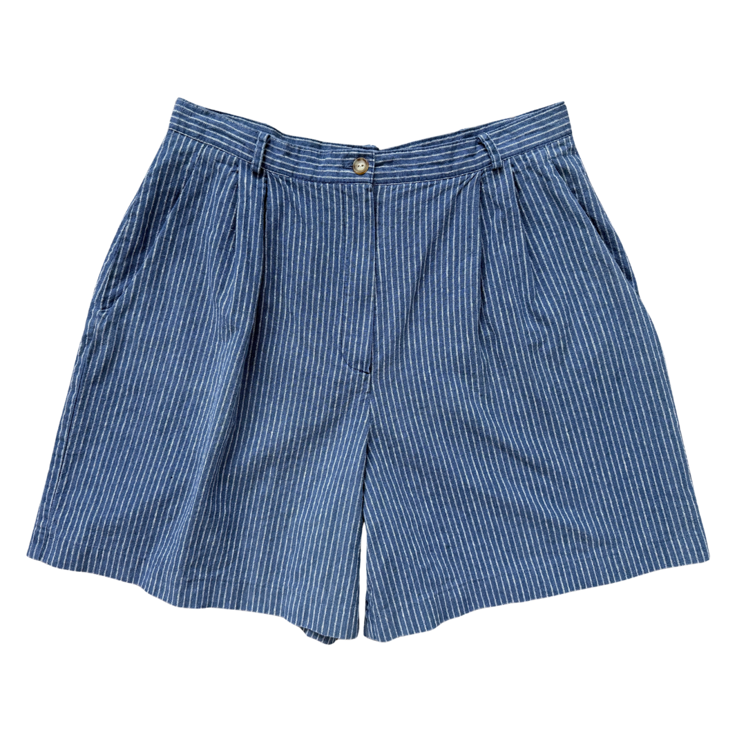 Vintage 90s Weekend Edition Blue and White Striped Shorts | Extra-Large