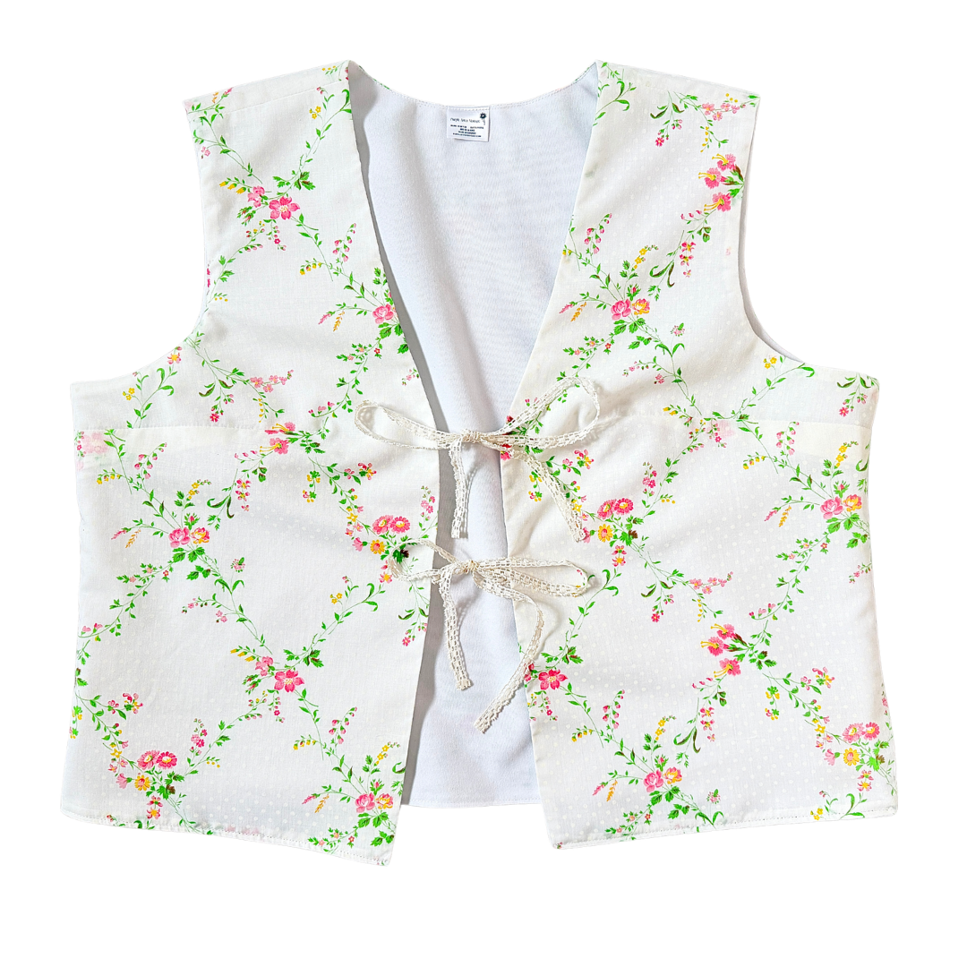 Recycled Pink Floral Tie-Front Vest | 2XL