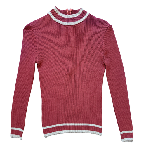 Vintage 1970s Alrich Dark Peach Ribbed Turtleneck Sweater - Extra-Small