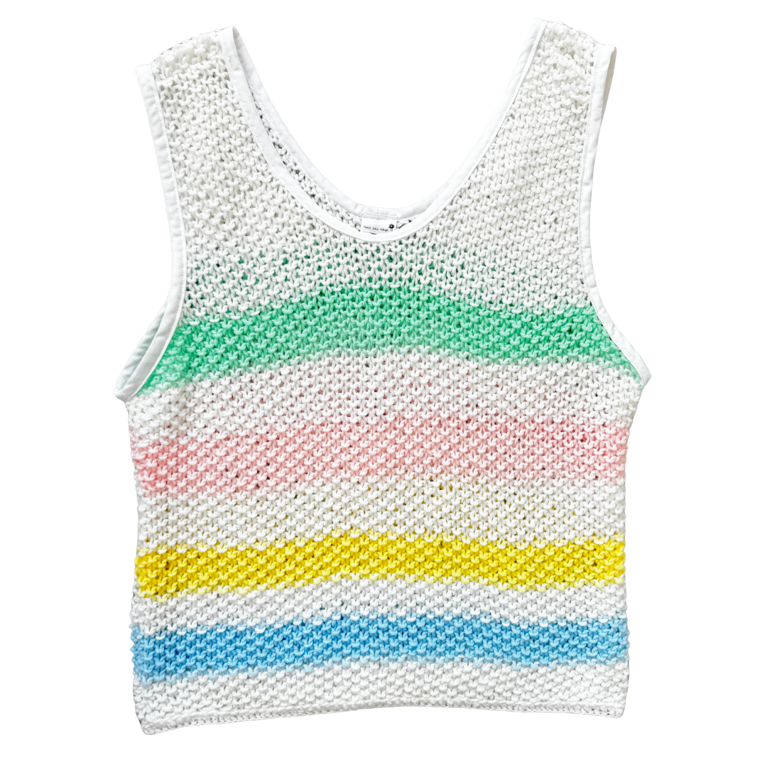 Recycled Pastel Stripe Knit Tank Top | Large / Extra-Large