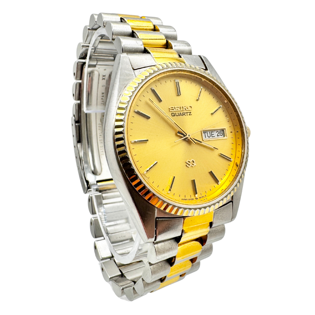 Vintage 80s Men’s Seiko SQ Two-Tone Watch