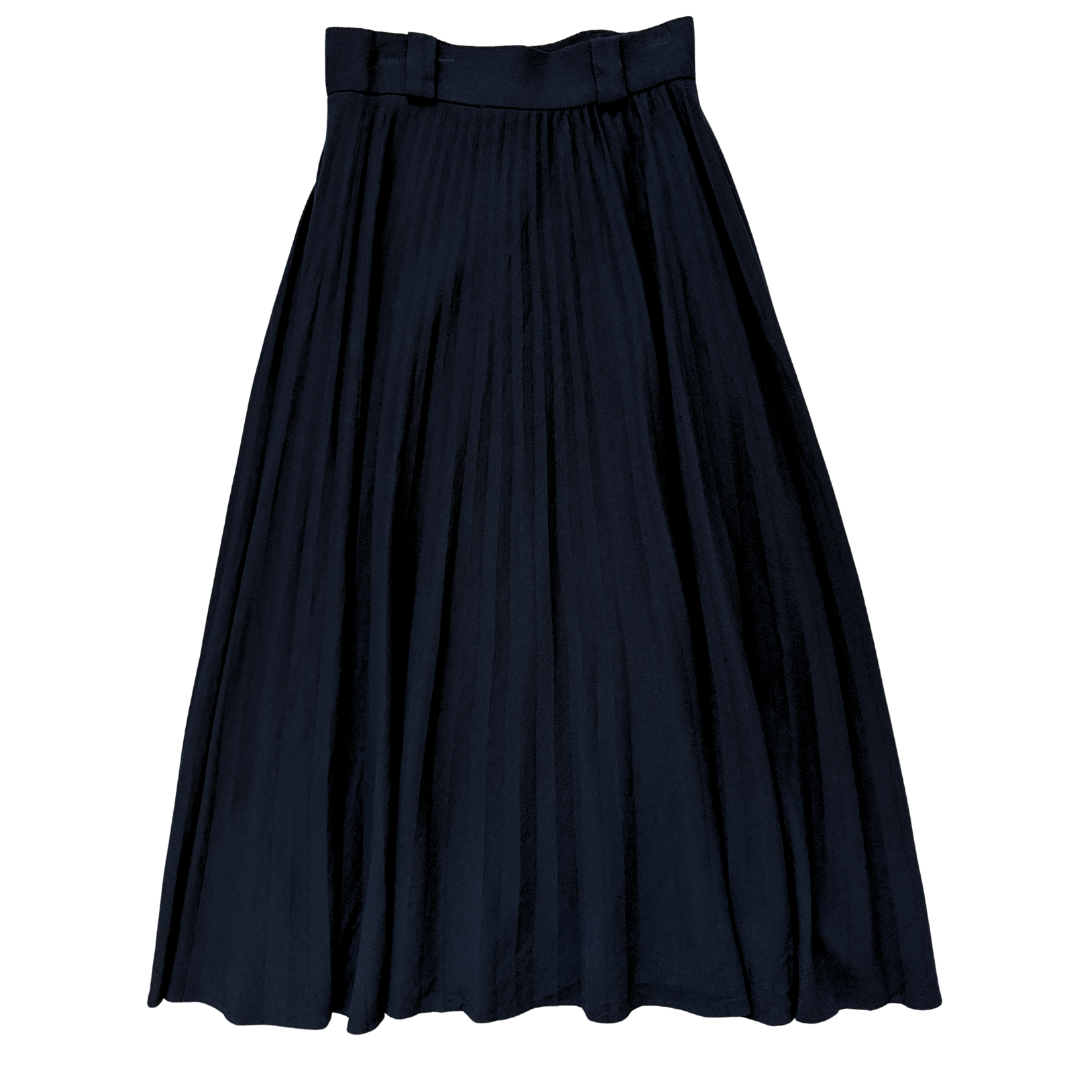 Vintage 1980s Spitalnick & Co. Saks Fifth Avenue Pleated Black Wool Maxi Skirt - Medium