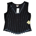 Vintage 90s Jessica Navy Sparkle Tank with Chevron Hem | Medium
