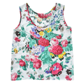 Vintage 80s Rose and Floral Print Linen Tank Top | Medium