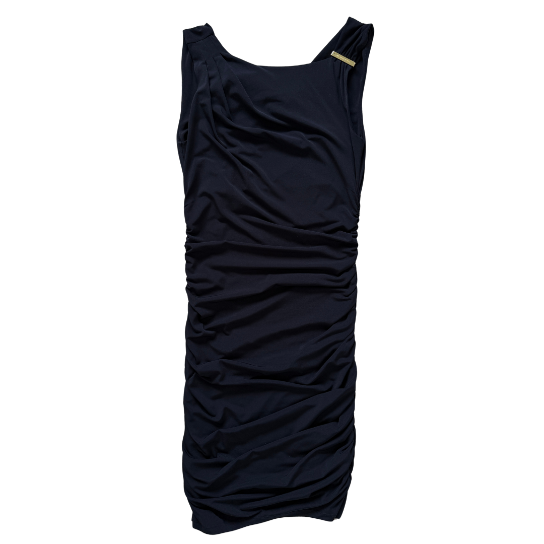 Y2K Michael Kors Black Ruched Midi Tank Dress | Small