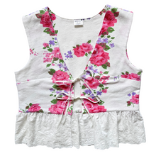 Load image into Gallery viewer, Recycled Pink Floral and White Eyelet Tie-Front Vest | Medium
